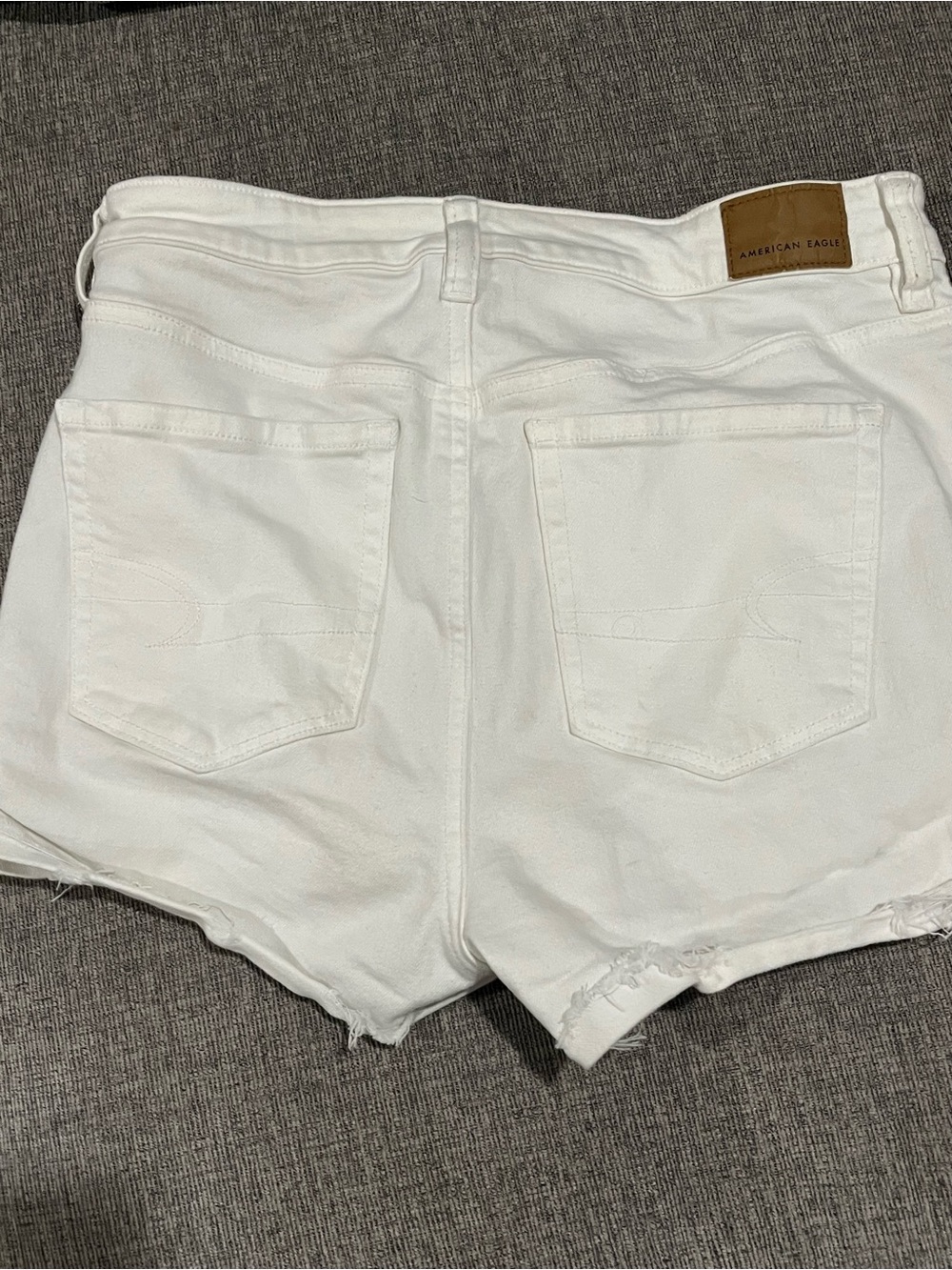 American Eagle Outfitters White High-Rise Raw-Hem Denim Shorts
